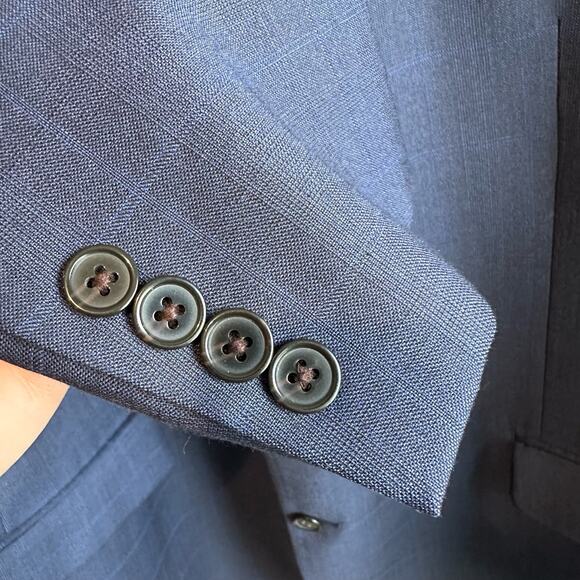 Lauren Ralph Lauren Ultraflex LONG Wool Blend 2 Button Suit Blazer Blue 46L - Picture 5 of 13